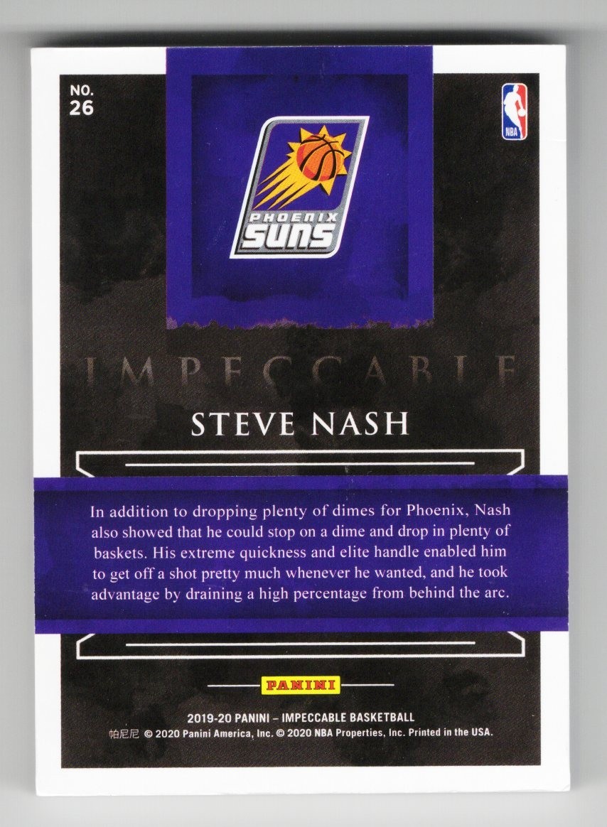 🔥 2019 PANINI IMPECCABLE STEVE NASH #26 NBA LOGOMAN 1 OZ SILVER BAR SSP /15 🔥 view 2