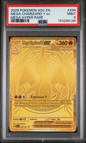 2026 POKEMON ASCENDED HEROES MEGA HYPER RARE #294 MEGA CHARIZARD Y EX PSA 9