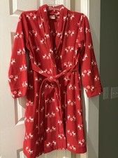 Hanna Andersson Girl Christmas Holiday Fleece Robe Red Deer Snowflake Sz L 12-13