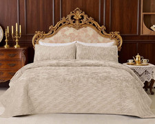 Velvet Quilt Bedding Set 120X120 Oversied King Szie Bedspread Ultra Soft Luxury