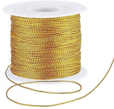 Gold String Metallic Cord 1Mm Tinsel String Thread for Craft Jewelry Making Gift