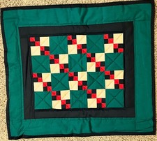 Quilt - Wall Hnaging - Square pattern 22 1/2 W x 26 T Green, Red, Black