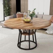 Round Dining Table for 4-6 Kitchen Table with Storage Dining Room Living Room
