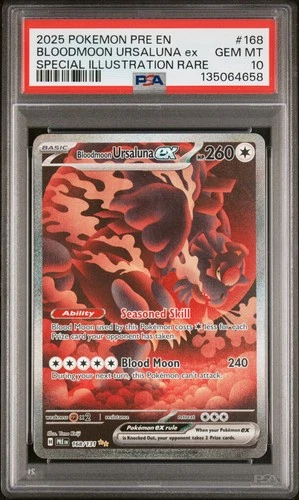 2025 POKEMON PRE EN-PRISMATIC EVOLUTIONS #168 BLOODMOON URSALUNA EX PSA 10