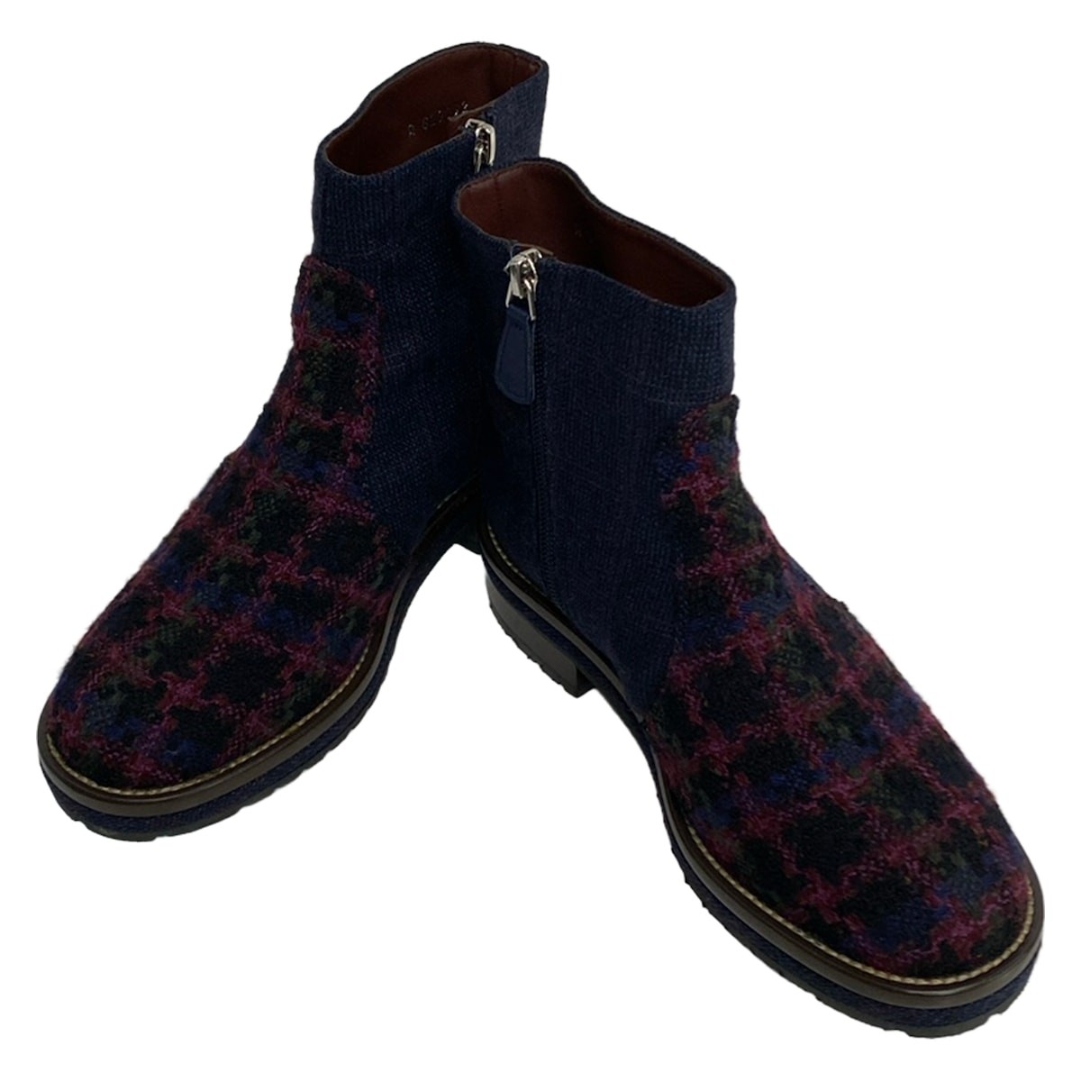 CHANEL - G29092 Navy Bordeaux Multi Tweeds Canvas Women's Boots | eBay