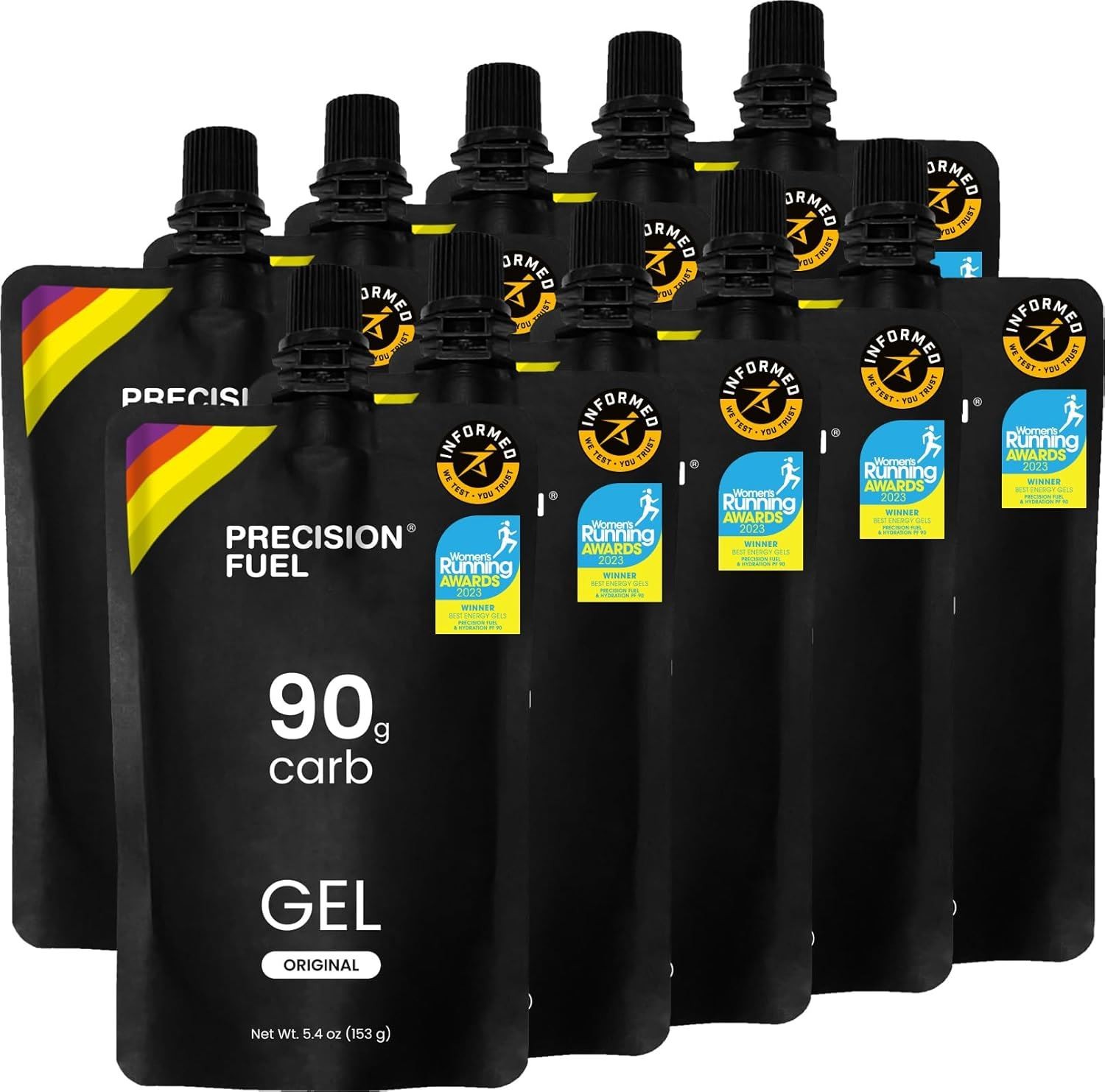Precision Fuel PF90 Energy Gels - Mild, Neutral Flavour, 90g Carb - 10 Gels