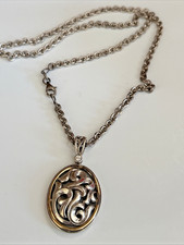 Charles Krypell 18K Gold & Sterling Silver Diamond Ivy Lace Pendant Necklace 24B