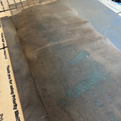 Vintage Mesh Bronze Woven Wire Window Screen 32"+ X 10"+ Arts Crafts