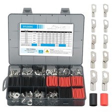 Thick Copper lugs Electric Wire Lugs AWG2 4 6 8 10 12Gauge 80Pcs Tinned He