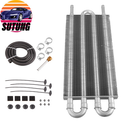 Universal Engine Oil Cooling Transmission Power Steering 4 Row Radiator Silver