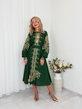 Ukraininan Vyshyvanka Embroidered Linen Dress Folk Boho Dress