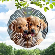 Metal Hanging Wind Spinners with Sound Wave Design - Decorative Wind Chimes  