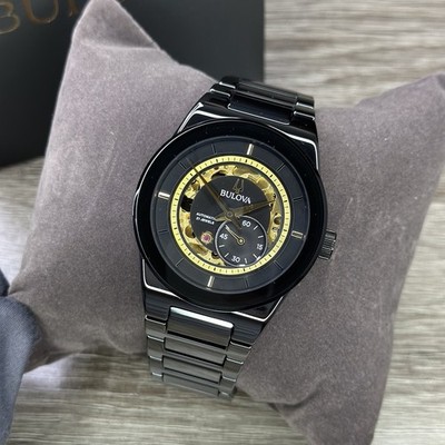 NEW✓CERAMIC✓ Bulova Modern Millennia Automatic Skeleton Black