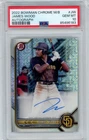 2022 Bowman Chrome Mega Box JAMES WOOD RC Auto #JW PADRES PSA 10 Gem Mint D417