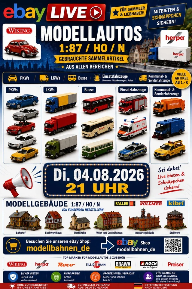 Gebrauchte Modellautos 1:87 + Modellbahn Gebäude in H0 1:87 N 1:160 TT