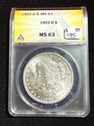 1902 O MORGAN DOLLAR ANACS MS63