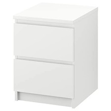 Ikea Malm - Comodino con 2 cassetti e meccanismo di bloccaggio, colore: bianco