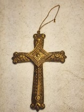 Vintage Gold Gilt Wall Cross Ornament