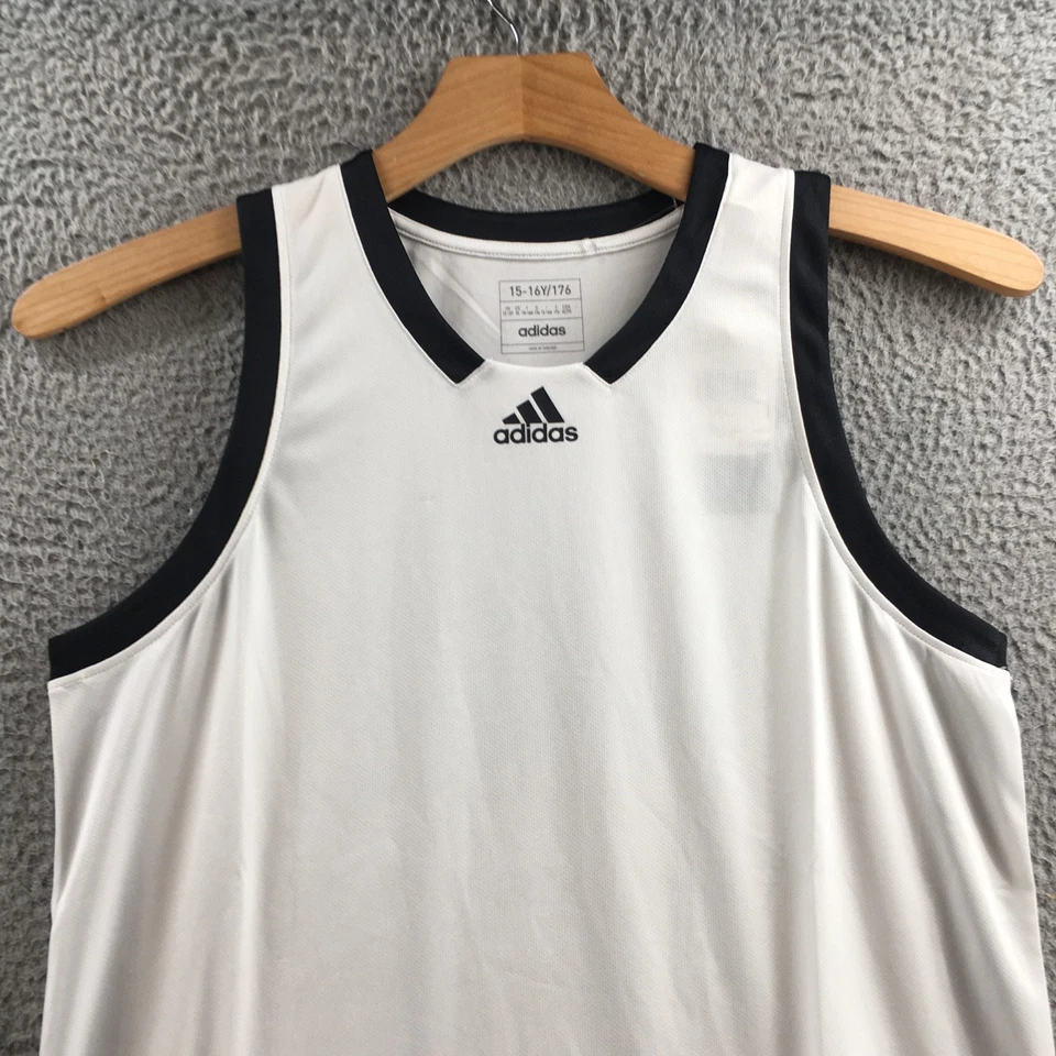 阿迪达斯背心青少年 XL 白色黑色装饰 Y Icon Squad J 球衣无袖衬衫 — 第 2/4 张图片