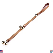 Brown Leather Dog Doorbells with Adjustable Length - Copper Bells for Training