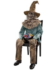 Scary Sitting Multicolor Scarecrow Animatronic Prop 4 Ft 6 In Figure Animated