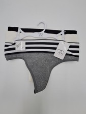 Womens Seamless Thong Panties 3 Pair Black White Grey XL RENE ROFE 42 NWT