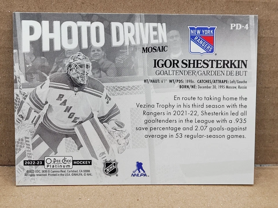 2022-23 O-Pee-Chee Platinum Igor Shesterkin Photo Driven Mosaic #PD-4 - Image 2 of 2
