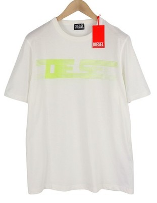 DIESEL T-Just-E19 Herren T-Shirt L weiß Stretch Tricot Crew *