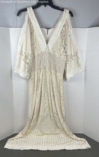 Farm Rio Cream Solana Cutout Open Shoulder Midi Dress Women's Size M