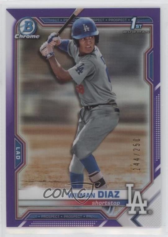 2021 Bowman Chrome Prospects Purple Refractor 244/250 Wilman Diaz #BCP-197 0q4s