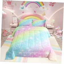 Rainbow Bedding Set for Kids Girls Teens Women Tie Dye Pastel Full Multi 68