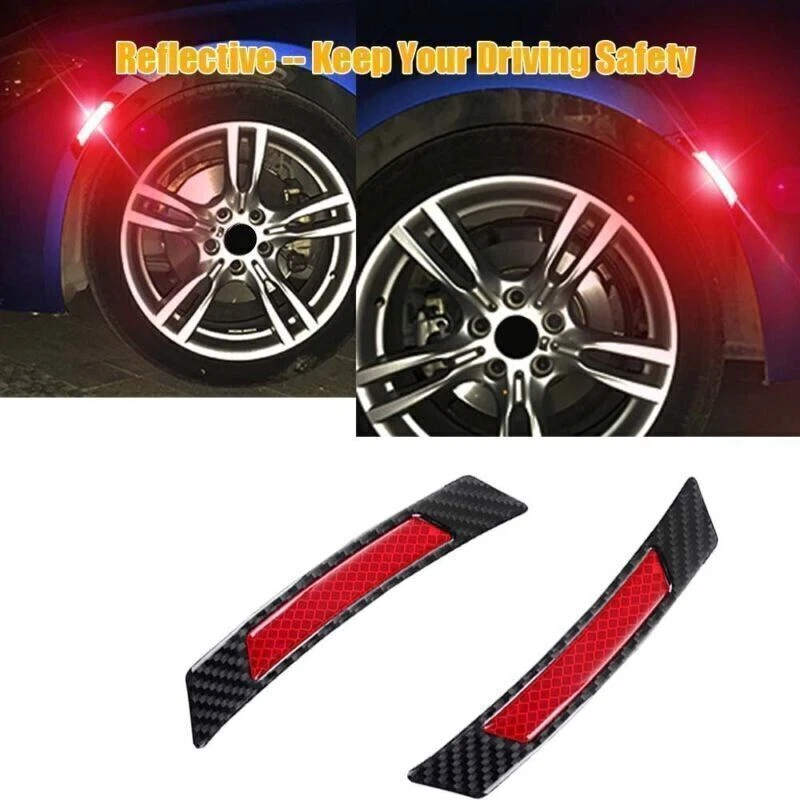 2x Pegatinas reflectantes de fibra de carbono para rueda de coche arco de cejas labios marcadores laterales Foto 3 de 4