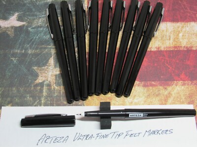8 ARTEZA Permanent Marker Ultra Fine Tip Waterproof Marks Quick-Drying-BLACK