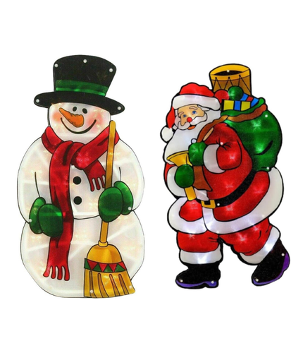 20 LED Christmas Window Silhouette Santa / Snowman Indoor Xmas Lights Decoration - Picture 3 of 13