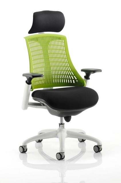 Flex Task Operator Chair White Frame Black Fabric Seat With Green Back With Arms Flex Task Operator Chair White Frame Black Fabric Seat With Green Back With Arms