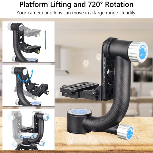 Cabezal de trípode de carbono 720° montaje panorámico de cardán para teleobjetivo DSLR - Imagen 6 de 12