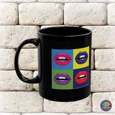 Lipstick Pattern Andy Warhal Pop-Art Style Premium Black Coffee Mug