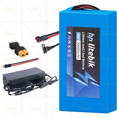 48V 20Ah Lithium Battery w/Charger&BMS for  1500W Ebike Electric Bicycle Scooter