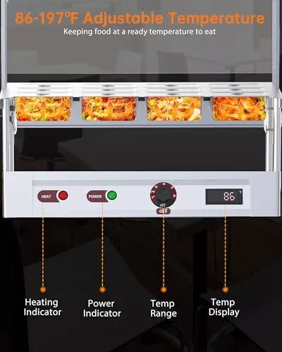 96QT Steam Table 12x8QT Electric Commercial Food Warm 12-Pan w/ Wheel 1500W 110V - Image 4 of 4