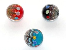 New for 2020 "Big Top" 22mm 7/8" Handmade Art Glass Marbles Set of 3 w Stands