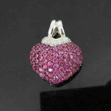 2.00Ct Round Cut Pink Sapphire Heart Pendent White Gold Finish 18" Free Chain