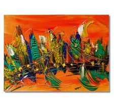 CITY PLANET IMPRESSIONIST IMPASTO ARTIST  Original Oil Painting VYH7IY6