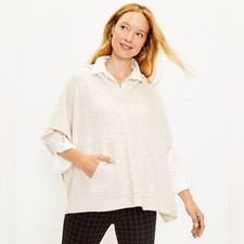 LOFT Beige Hooded Poncho Shawl Sweater Size XS/ Small
