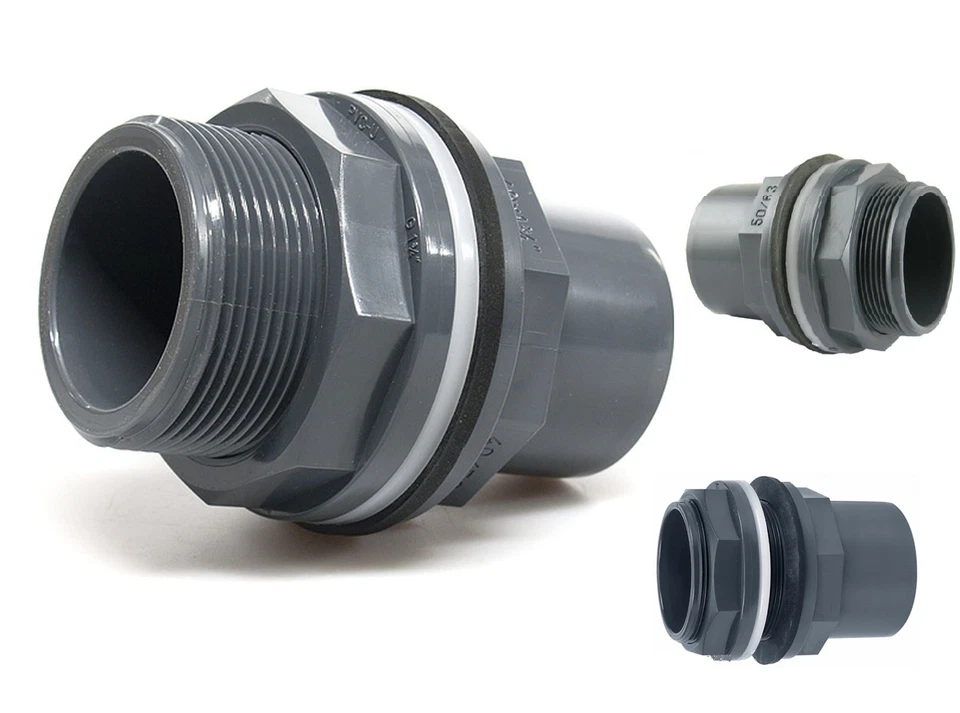 VDL Passaggio serbatoio professionale in PVC.1 colla e 1 filettatura esterna da 16mm a 110mm Ø