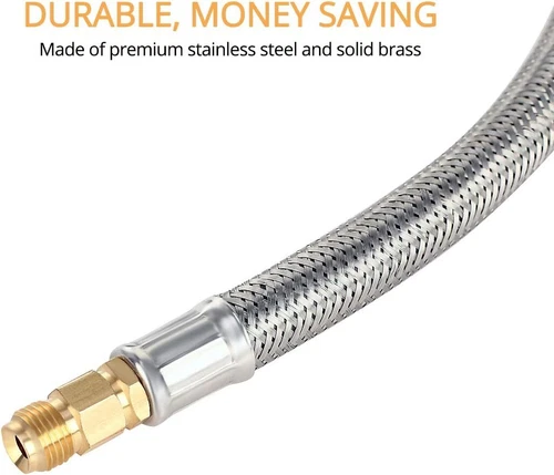 2x RV Propane Braided Hose 12" 1/4" NPT Male Camper Tank Pigtail Connector - Picture 5 of 6