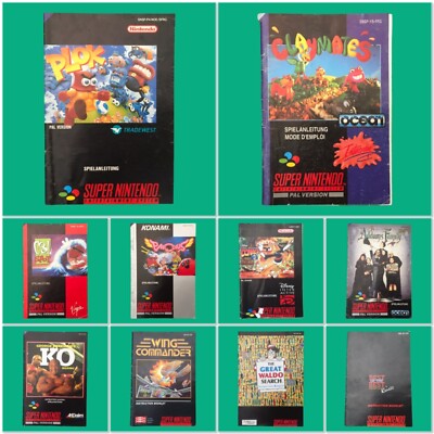 Super Nintendo game manuals to choose from