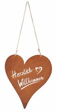 Schild Willkommen Herz 15x15cm Garten-Deko Türschild Edelrost Wandbild
