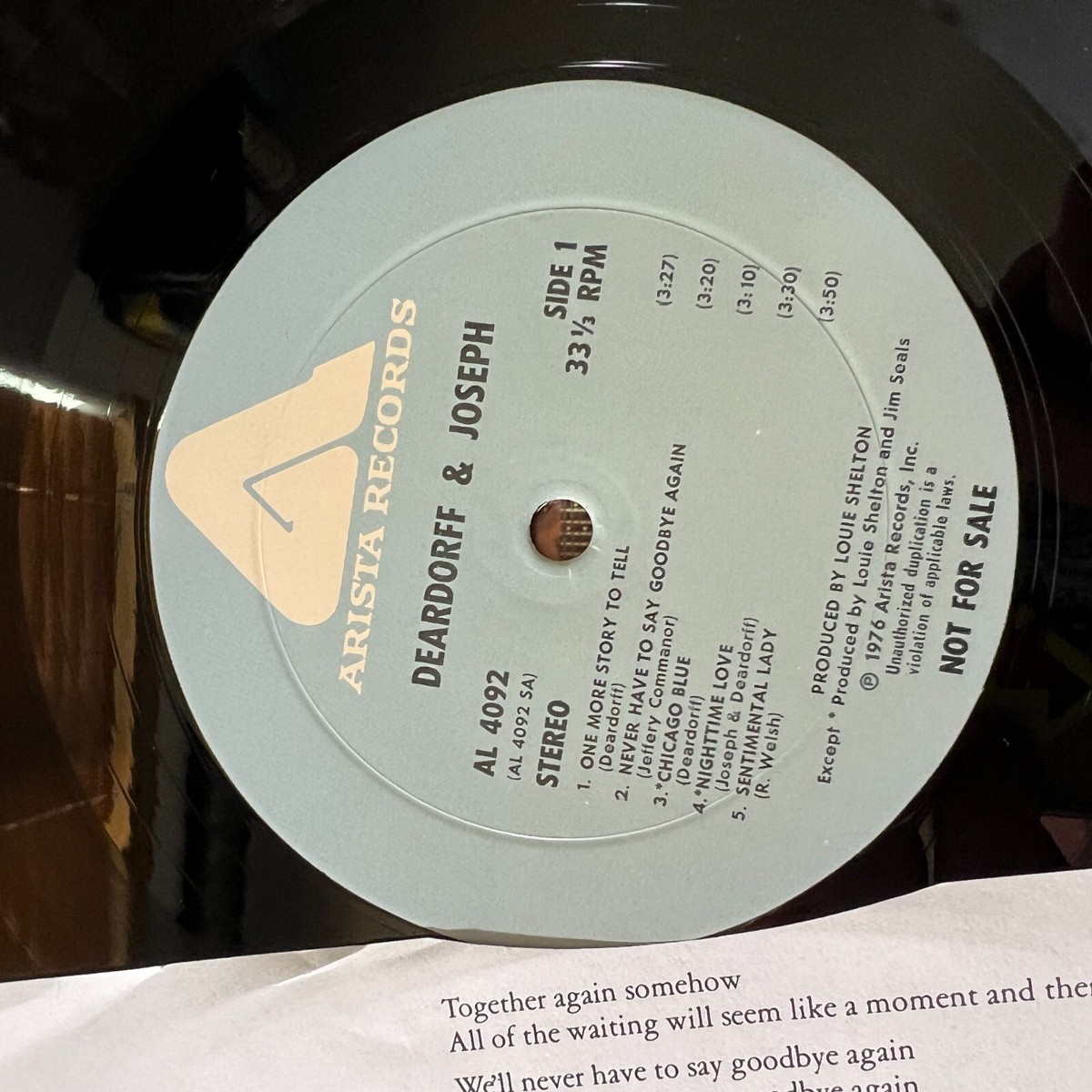 RARE LP VINYL ALBUM: Deardorff and Joseph LP Near Mint Rare One