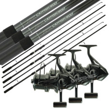 3 x NGT 10FT 2PC CATFISH CAT FISH ROD AND BIG PIT REEL SET UP FISHING TACKLE SET