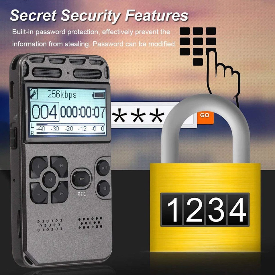 64GB Rechargeable LCD Digital Audio Sound Voice Recorder Dictaphone MP3 Player - Image 4 of 4